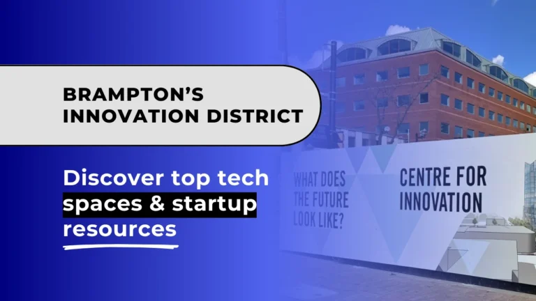 A sign for Brampton’s Innovation District, showcasing its role as a growing tech and startup hub in Ontario.