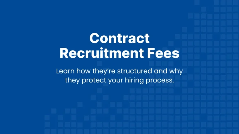 Hero banner showing the title Contract Recruitment Fees with a message about how they protect your hiring process in Canada’s tech staffing market.