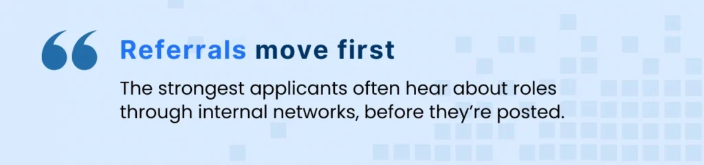 Internal referrals in tech recruiting for IT jobs in Ontario and private hiring networks.