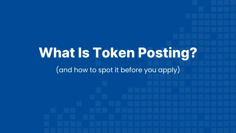 Hero banner with text introducing the blog post on what is token posting, explaining how to identify fake or placeholder job ads before applying.