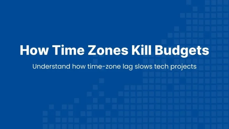 Time zone project delays illustration showing how limited working-hour overlap increases contract costs and extends software delivery timelines.