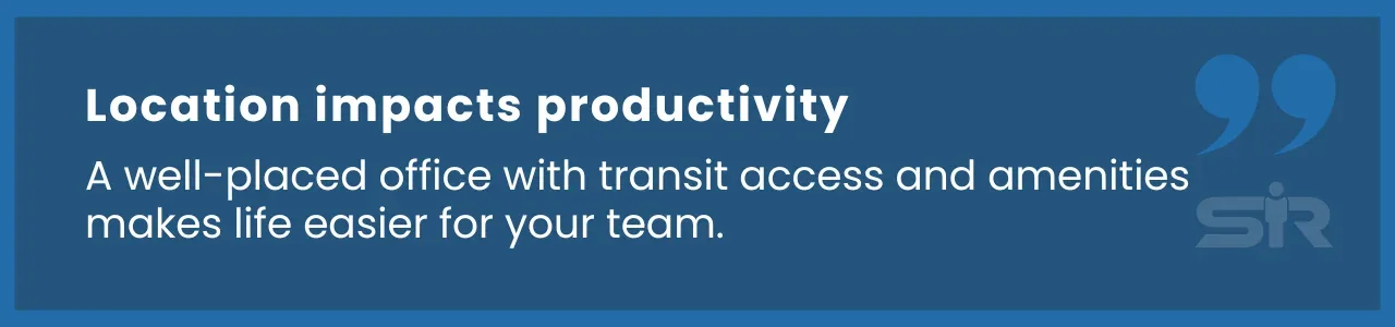 The importance of coworking space location for productivity, commute convenience, and accessibility.