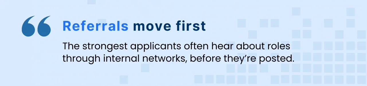 Internal referrals in tech recruiting for IT jobs in Ontario and private hiring networks.