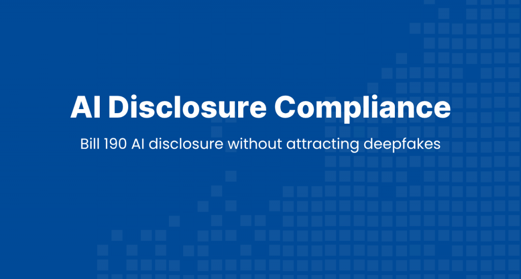 Technical recruitment infographic showing the balance between Bill 190 AI disclosure and forensic fraud protection.